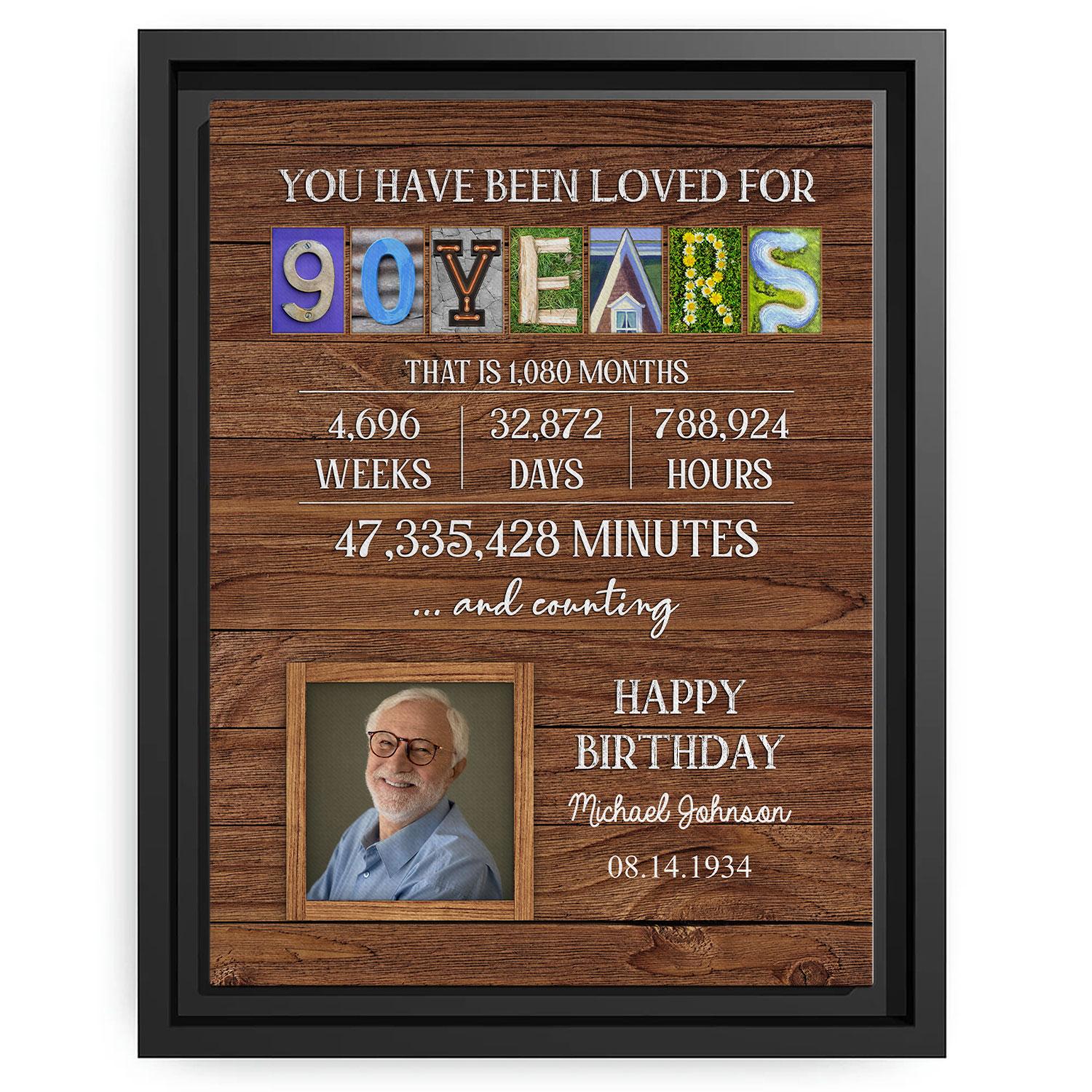 You Have Been Loved For 90 Years - Personalized 90th Birthday gift For 90 Year Old - Custom Canvas Print - MyMindfulGifts