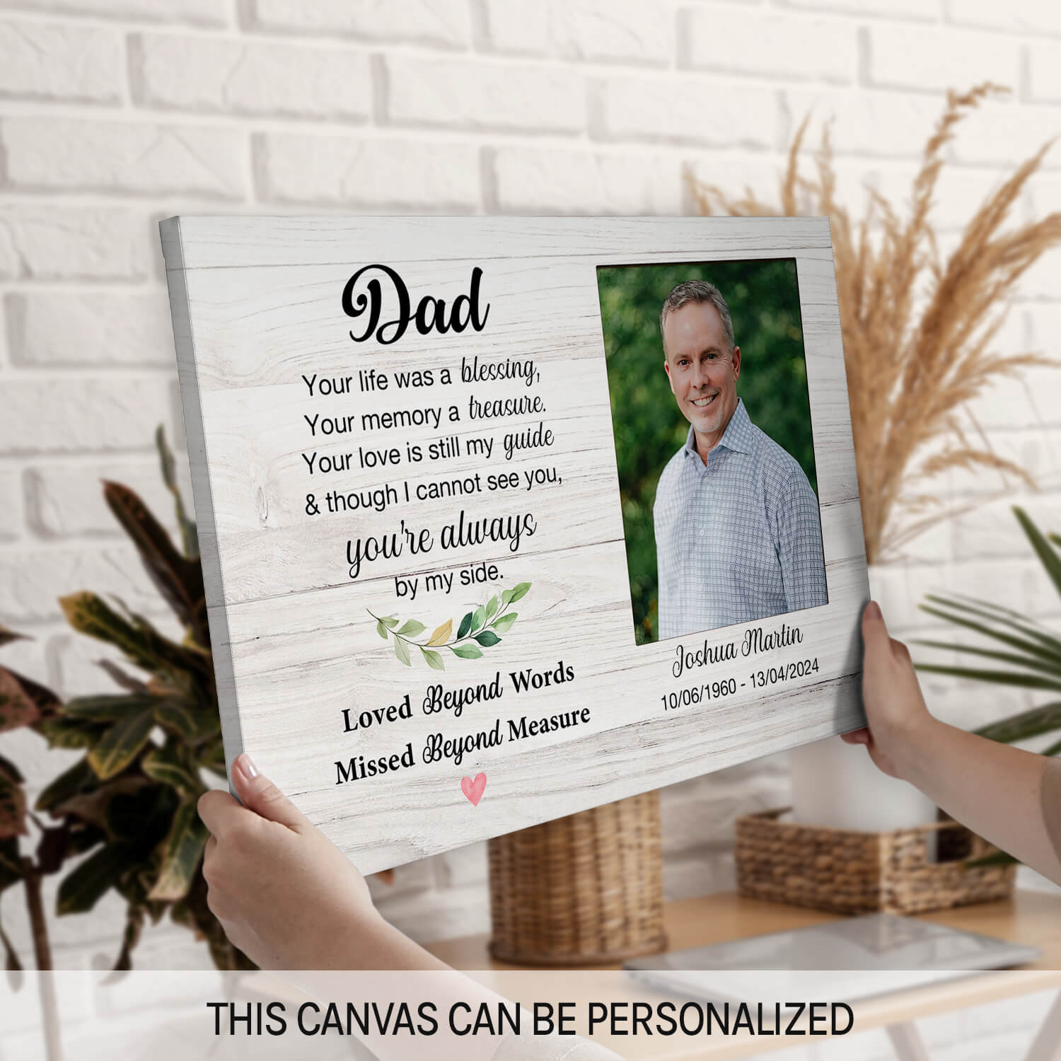 You're Always By My Side - Personalized  gift For Loss Of Father - Custom Canvas Print - MyMindfulGifts