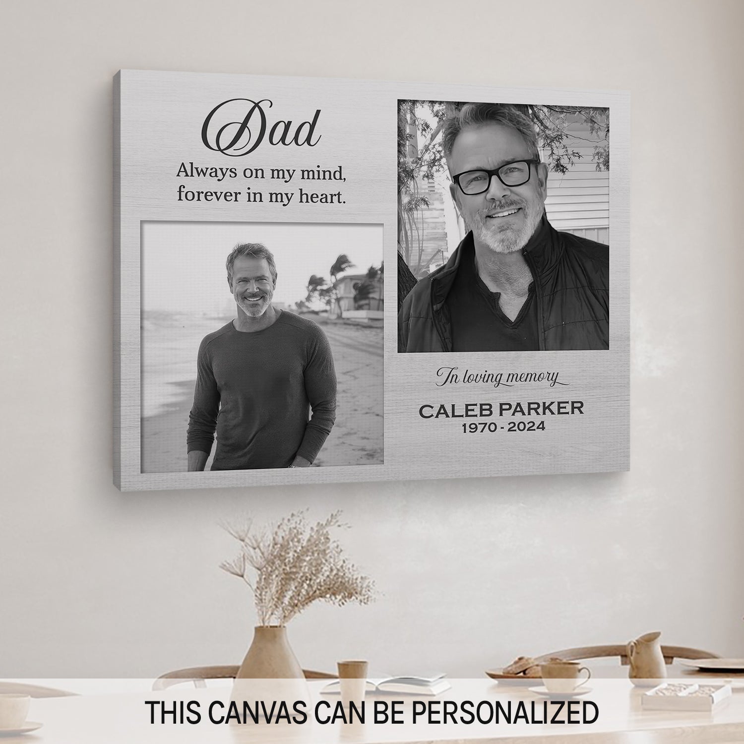 In Loving Memory - Personalized  gift For Loss Of Father - Custom Canvas Print - MyMindfulGifts