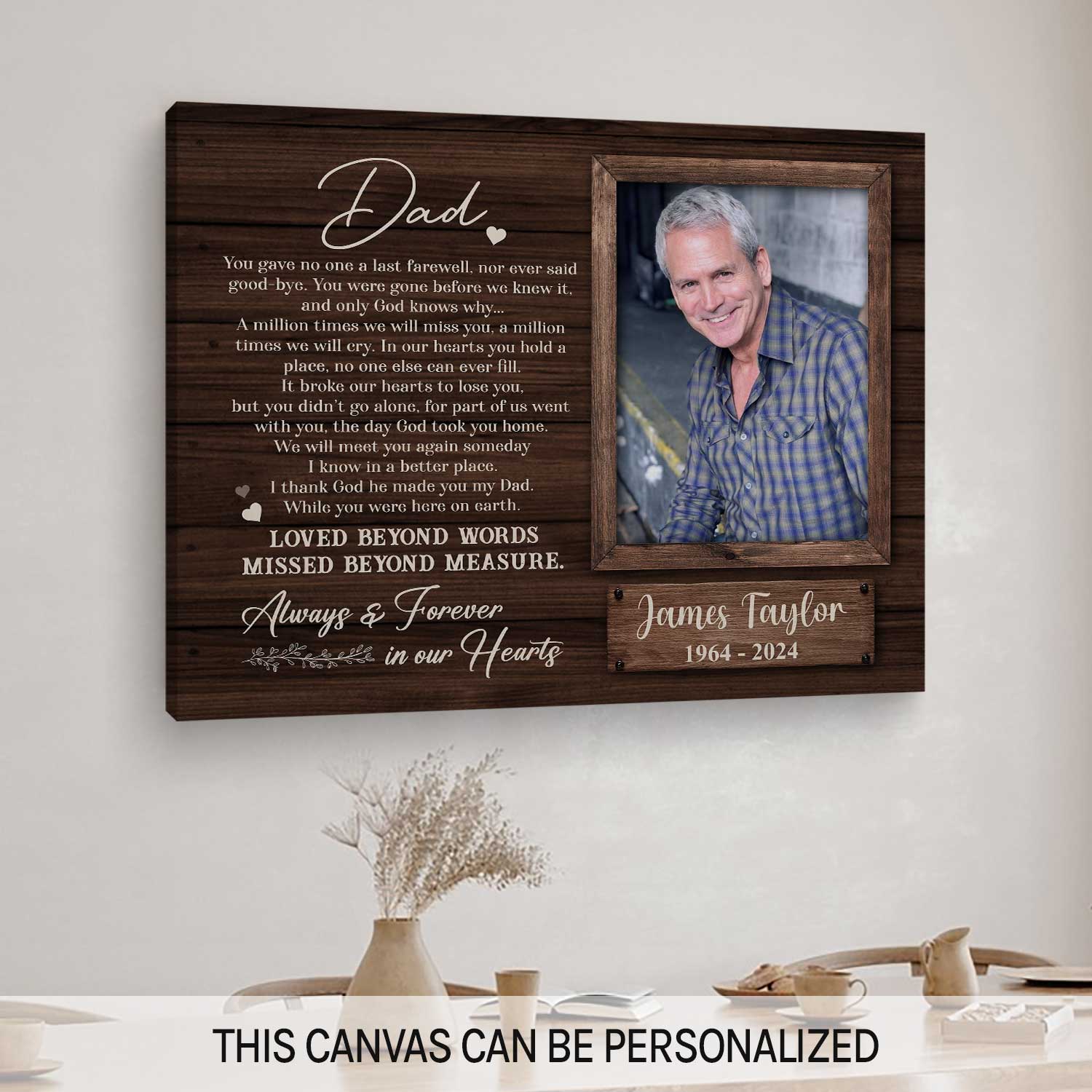 Always & Forever In My Heart - Personalized  gift For Loss Of Father - Custom Canvas Print - MyMindfulGifts