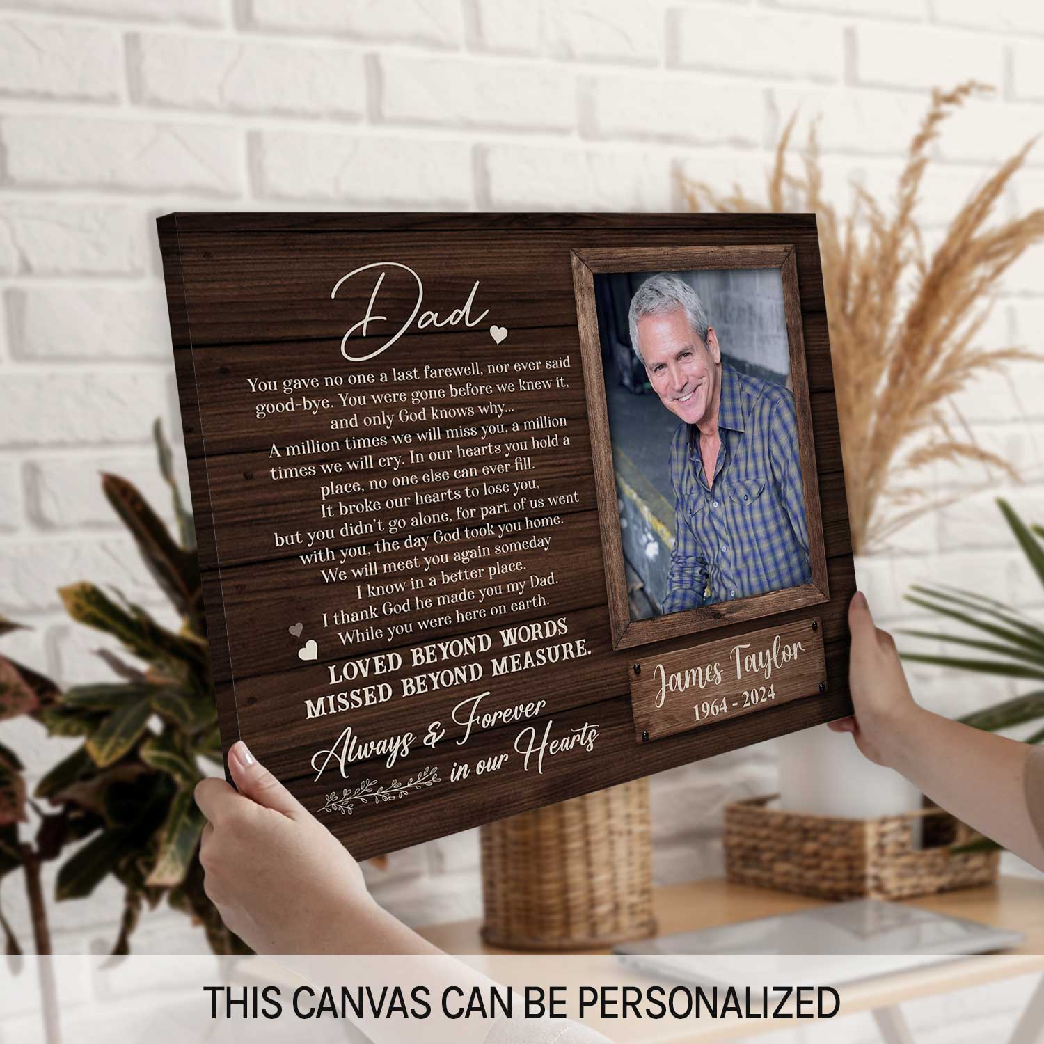 Always & Forever In My Heart - Personalized  gift For Loss Of Father - Custom Canvas Print - MyMindfulGifts