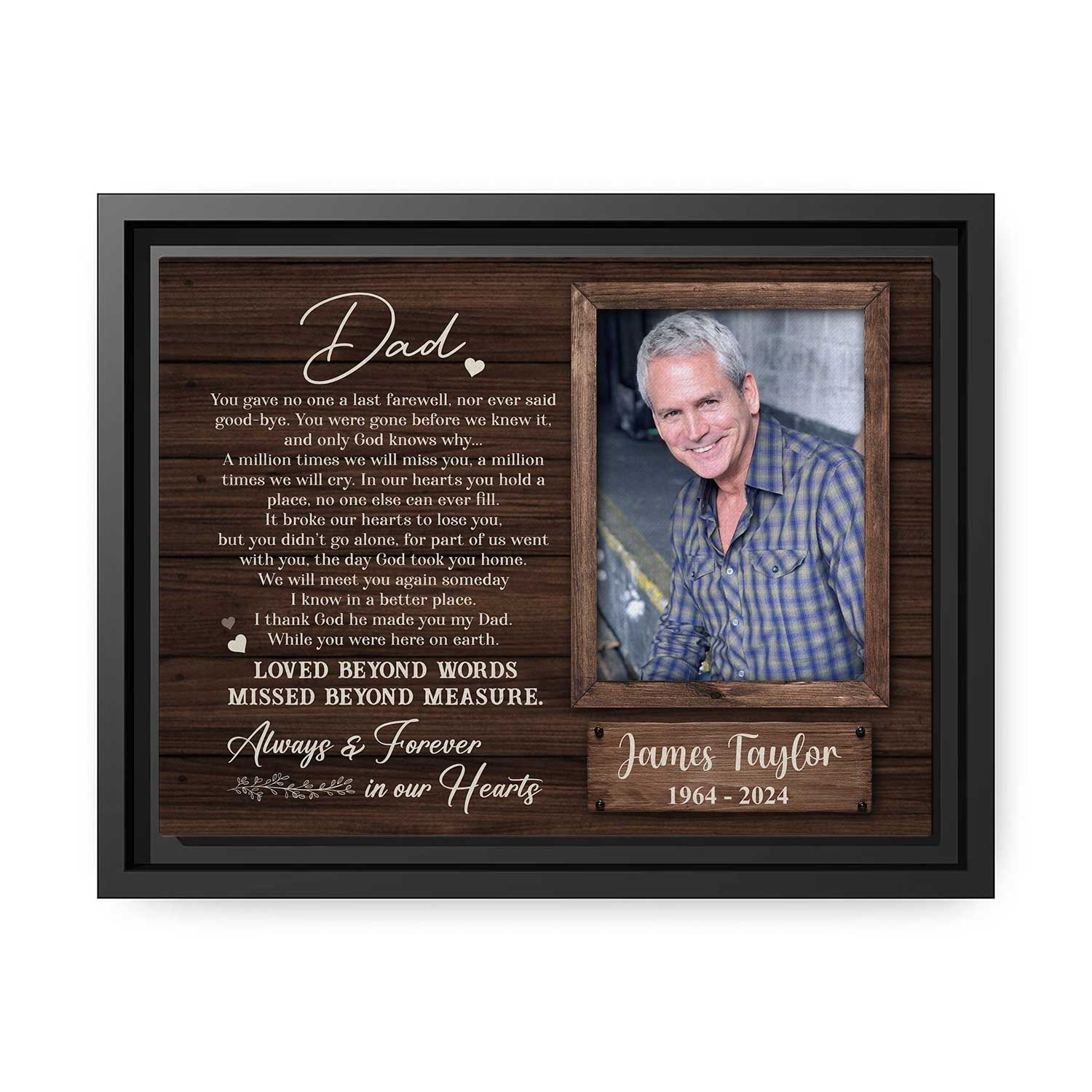 Always & Forever In My Heart - Personalized  gift For Loss Of Father - Custom Canvas Print - MyMindfulGifts