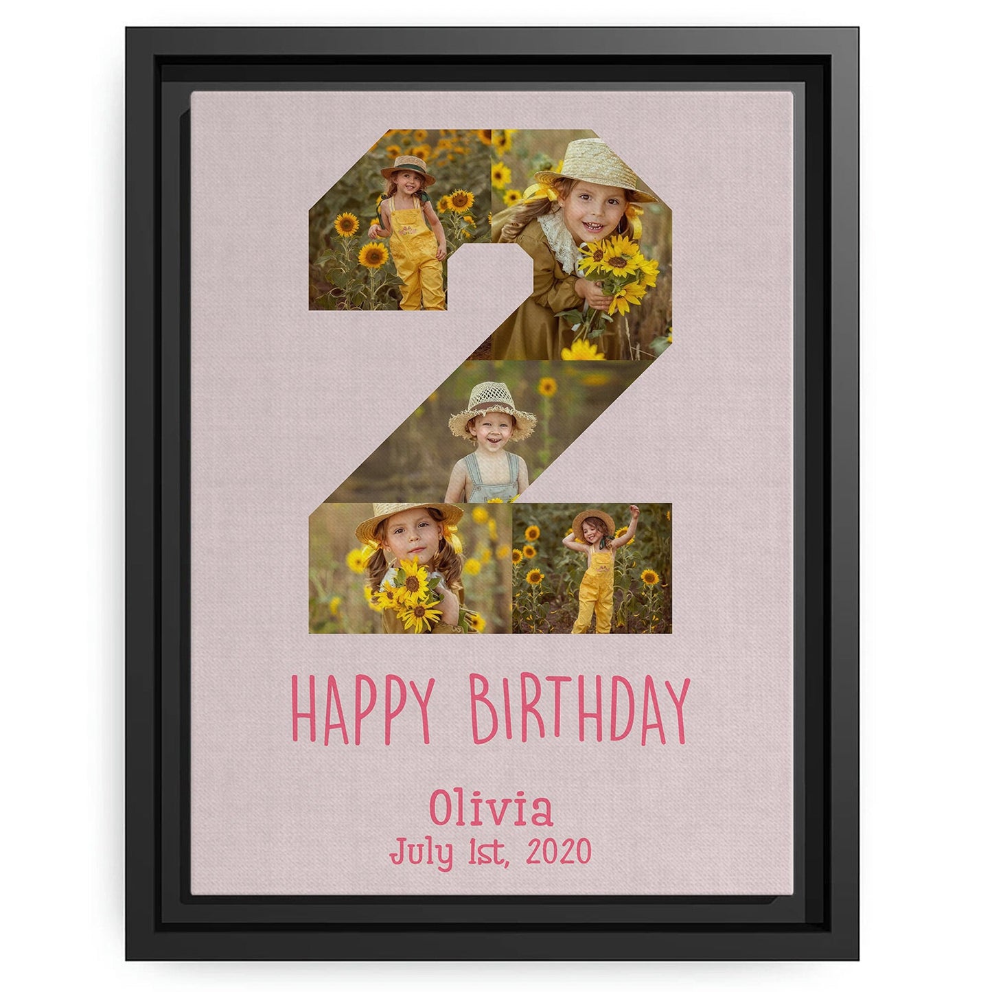 2 Year Birthday Photo Collage - Personalized 2nd Birthday gift For 2 Year Old - Custom Canvas Print - MyMindfulGifts