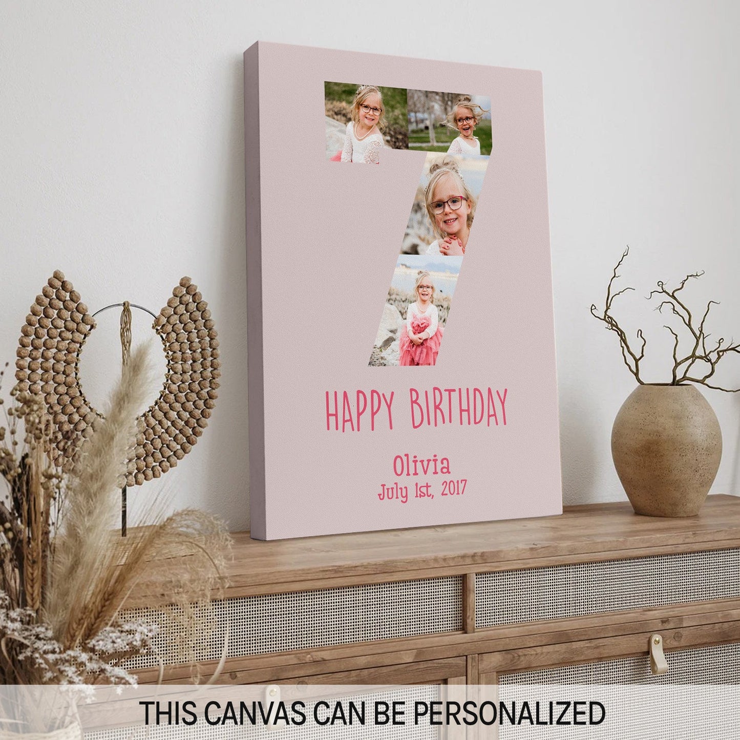 7 Year Birthday Photo Collage - Personalized 7th Birthday gift For 7 Year Old - Custom Canvas Print - MyMindfulGifts