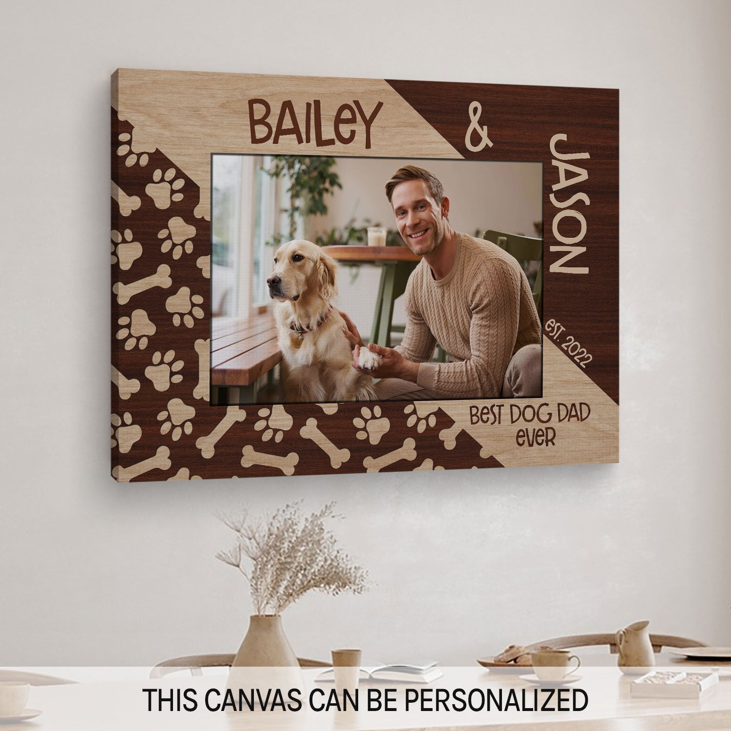 Best Dog Dad Ever - Personalized  gift For Dog Dad - Custom Canvas Print - MyMindfulGifts