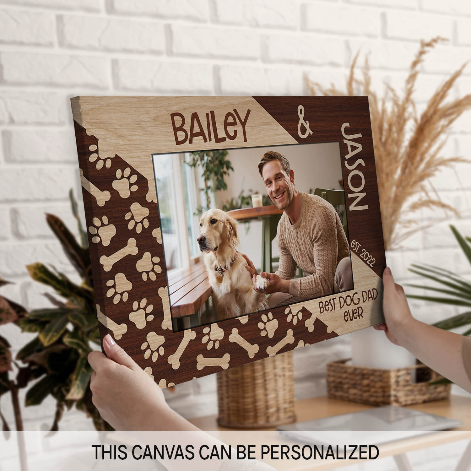 Best Dog Dad Ever - Personalized  gift For Dog Dad - Custom Canvas Print - MyMindfulGifts