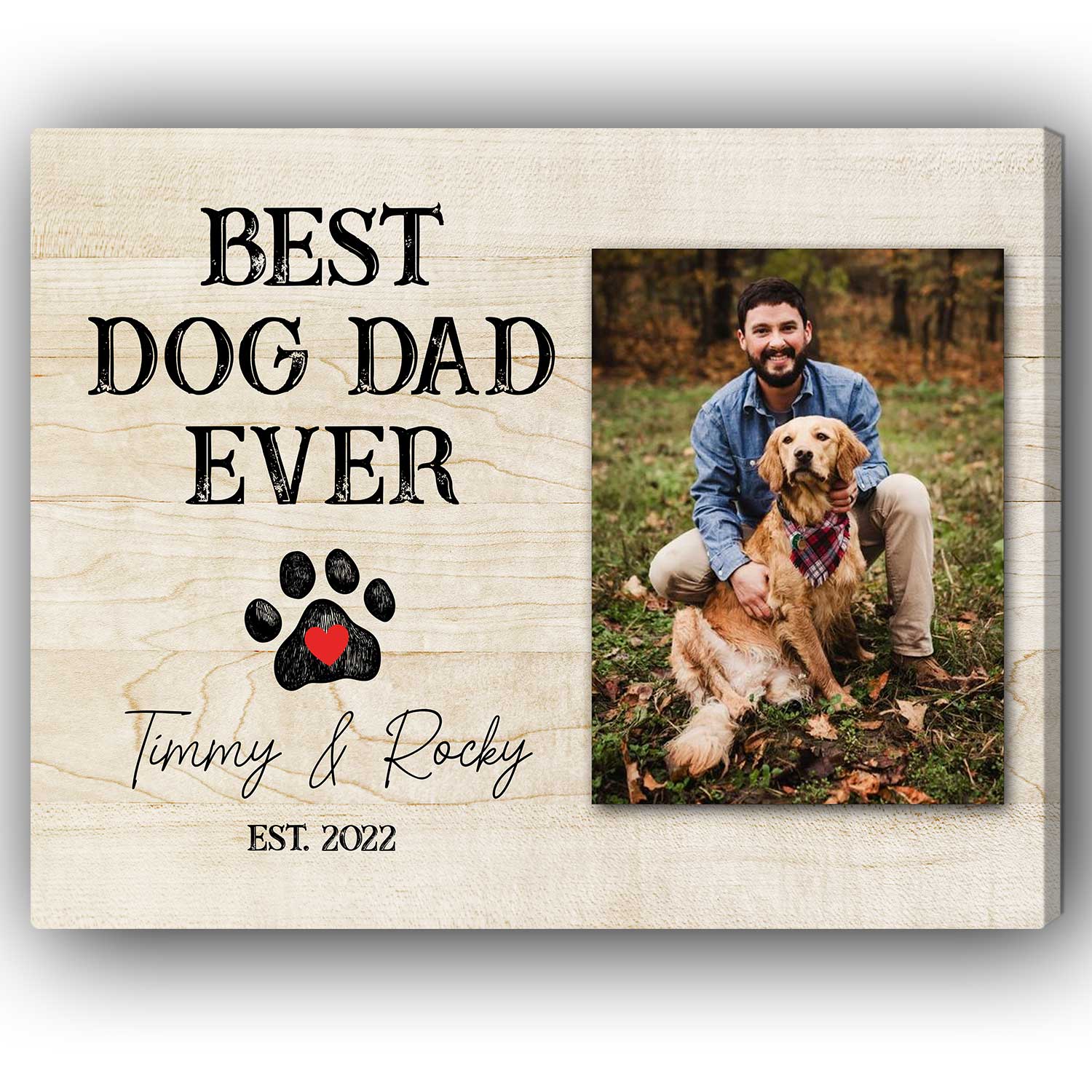 Best Dog Dad Ever - Personalized  gift For Dog Dad - Custom Canvas Print - MyMindfulGifts