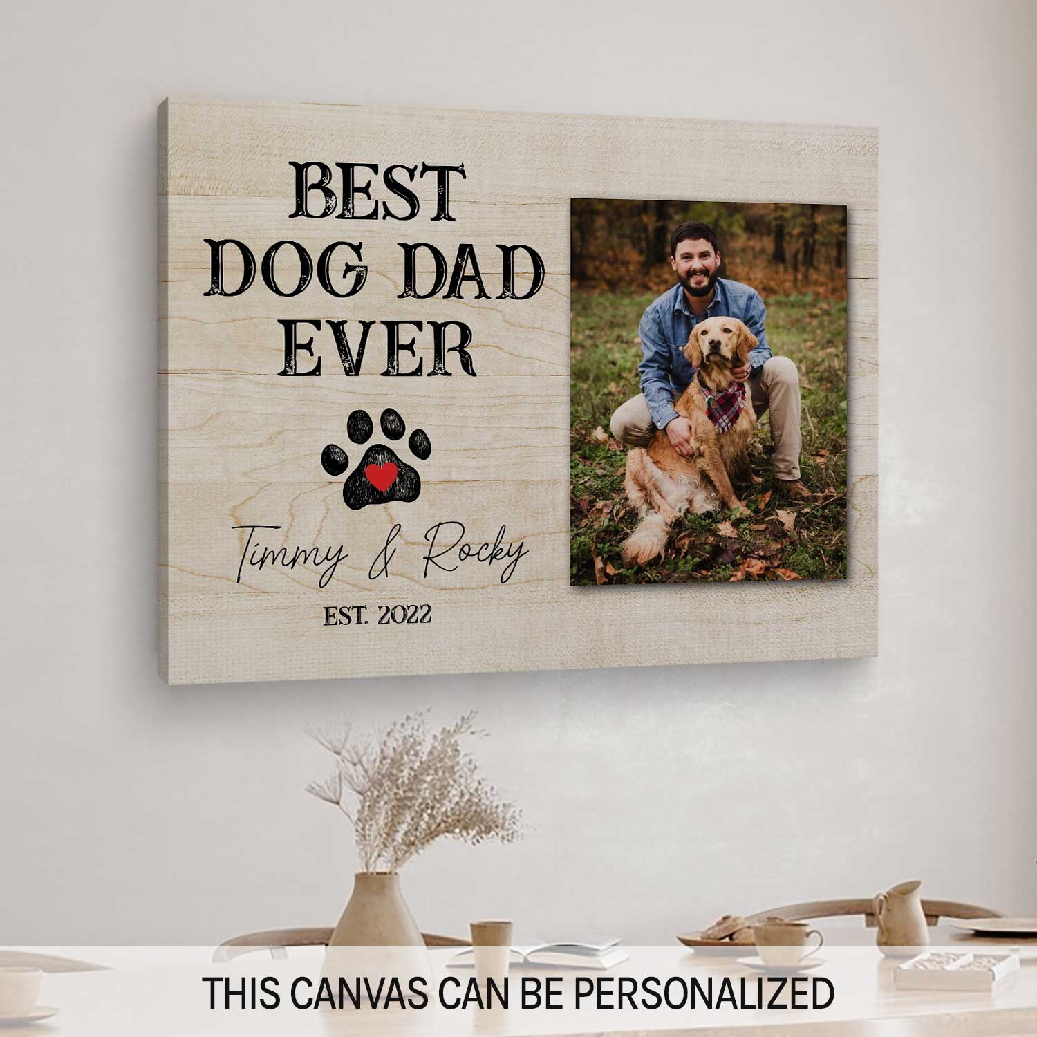 Best Dog Dad Ever - Personalized  gift For Dog Dad - Custom Canvas Print - MyMindfulGifts