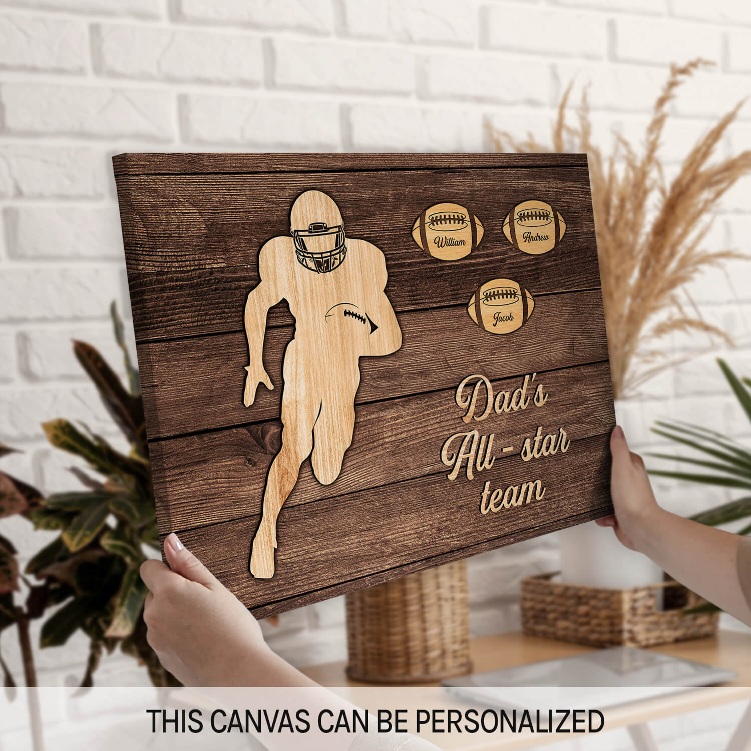 Dad's All Star Team Football - Personalized  gift For Dad - Custom Canvas Print - MyMindfulGifts