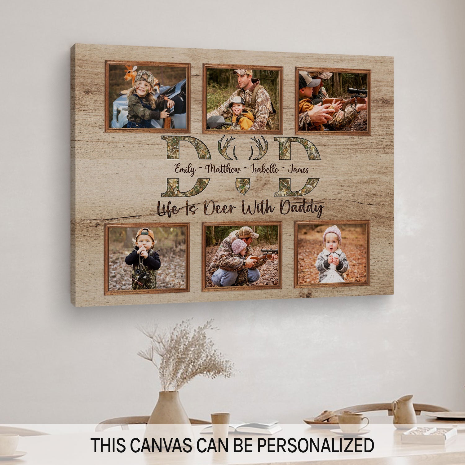 Life Is Deer With Daddy - Personalized  gift For Hunter Dad - Custom Canvas Print - MyMindfulGifts