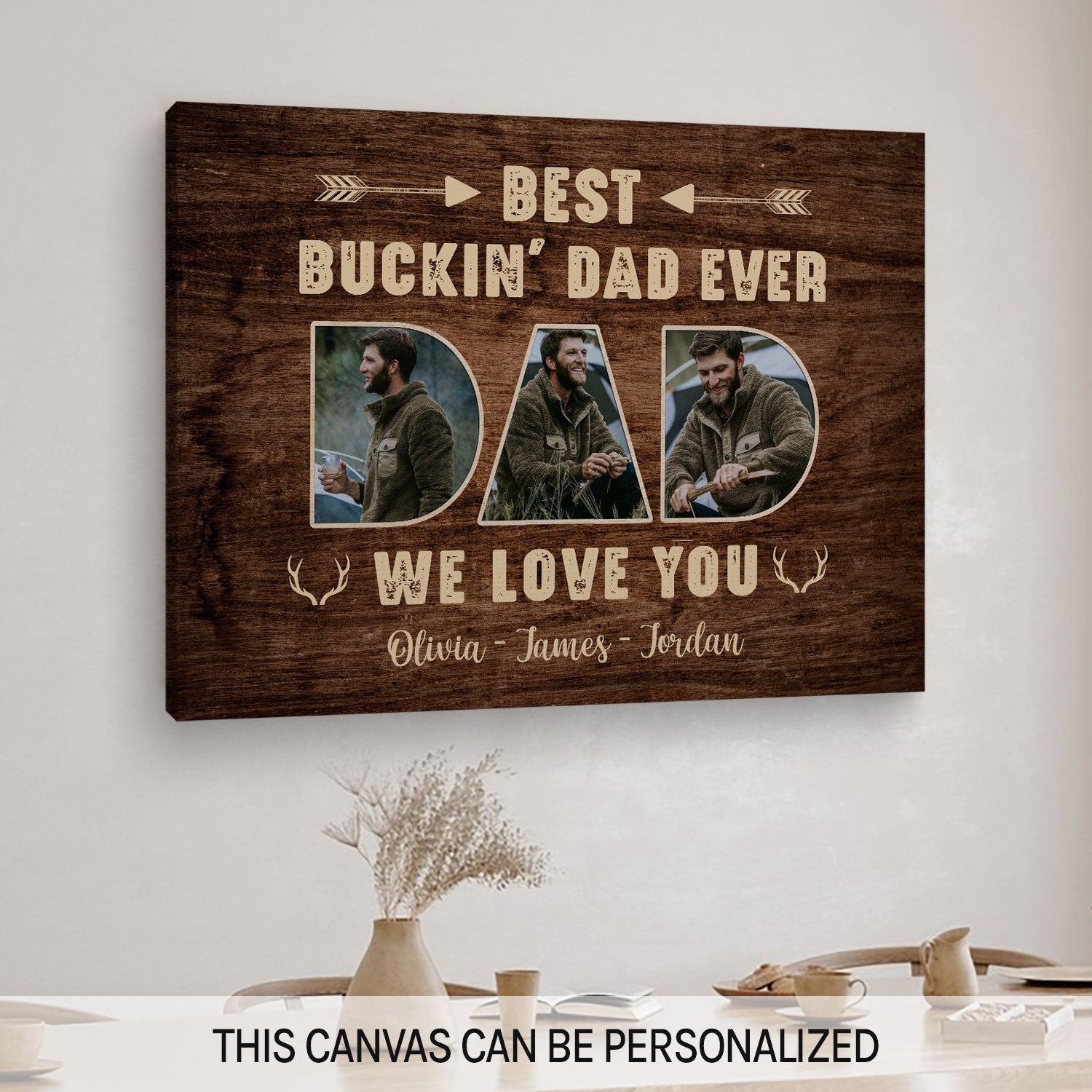 Best Buckin' Dad Ever - Personalized  gift For Hunter Dad - Custom Canvas Print - MyMindfulGifts