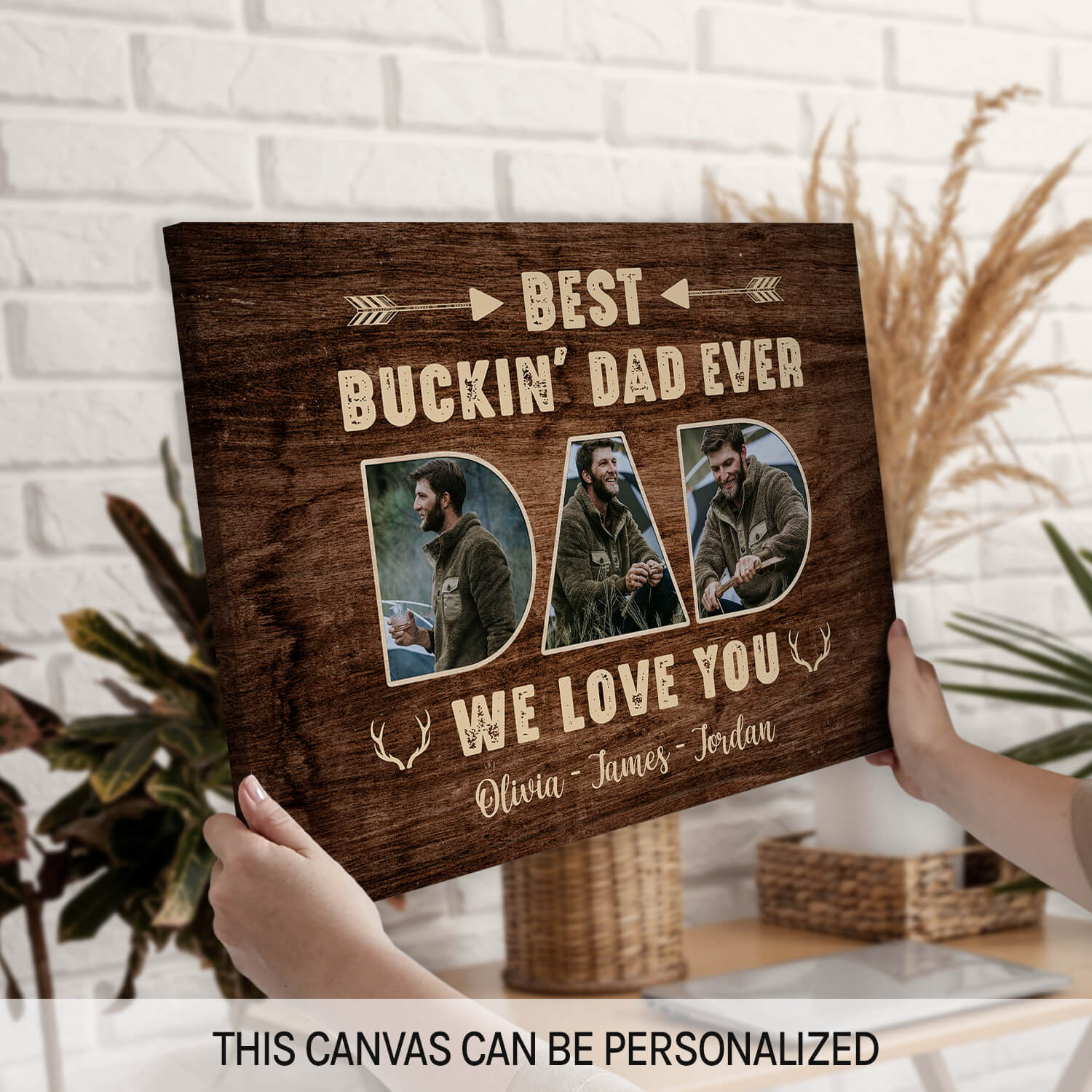 Best Buckin' Dad Ever - Personalized  gift For Hunter Dad - Custom Canvas Print - MyMindfulGifts