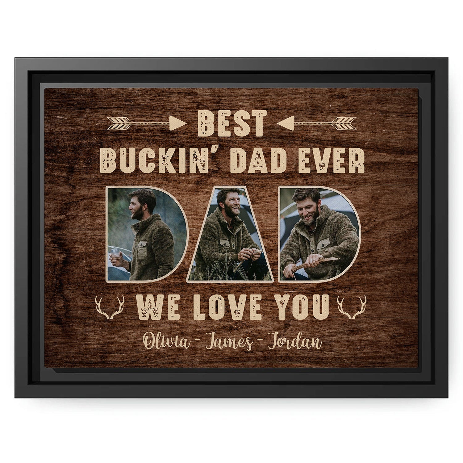 Best Buckin' Dad Ever - Personalized  gift For Hunter Dad - Custom Canvas Print - MyMindfulGifts
