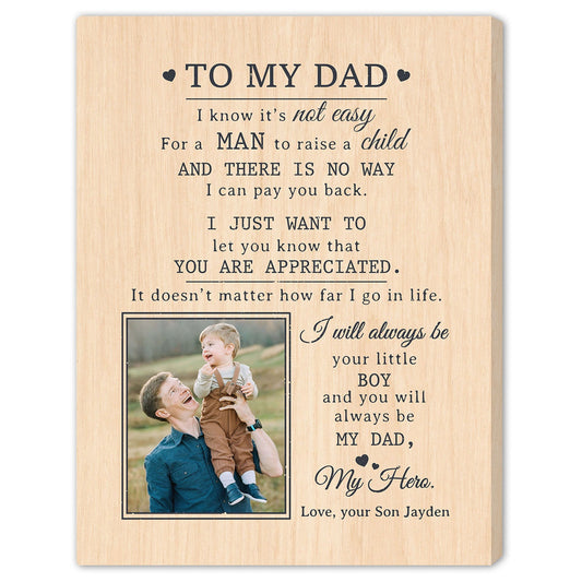 To My Dad - Personalized  gift For Dad From Son - Custom Canvas Print - MyMindfulGifts