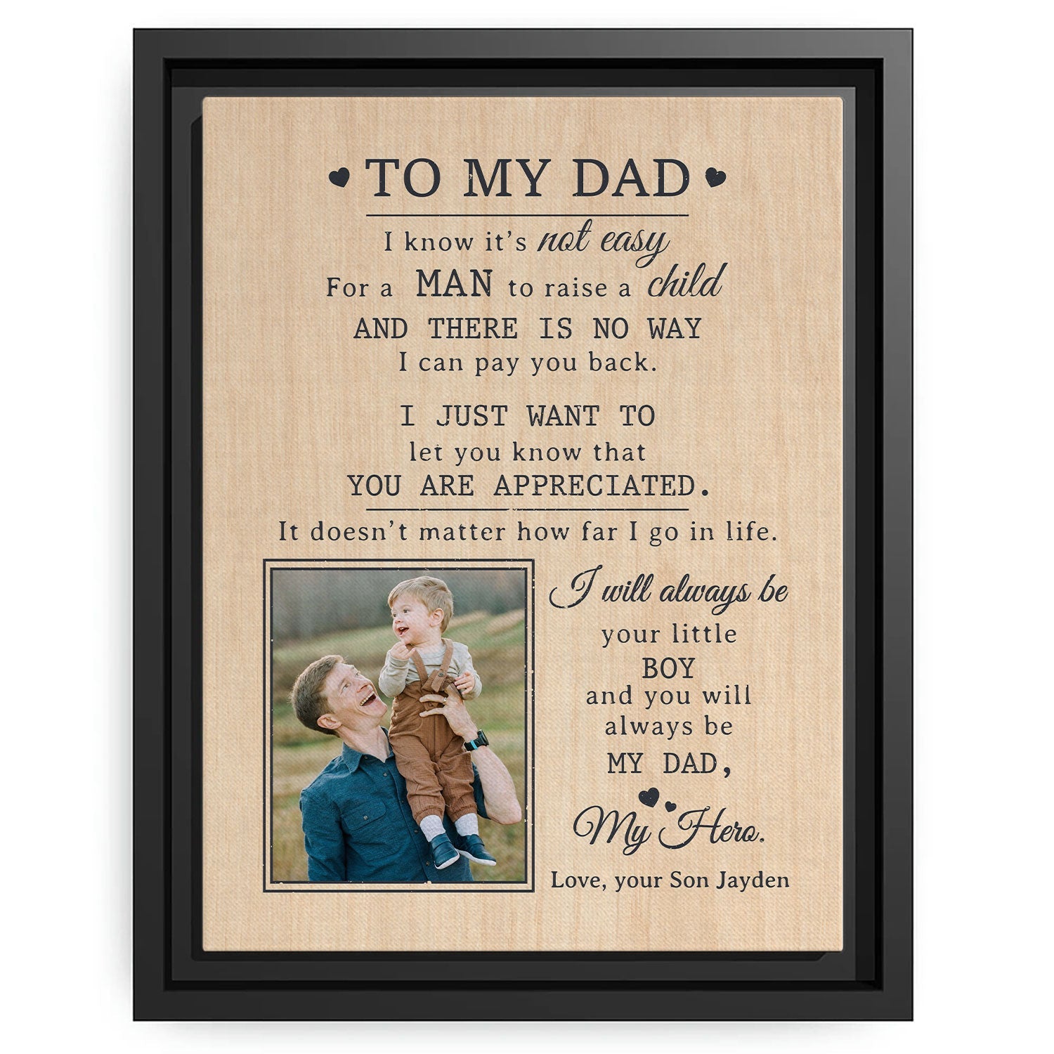 To My Dad - Personalized  gift For Dad From Son - Custom Canvas Print - MyMindfulGifts