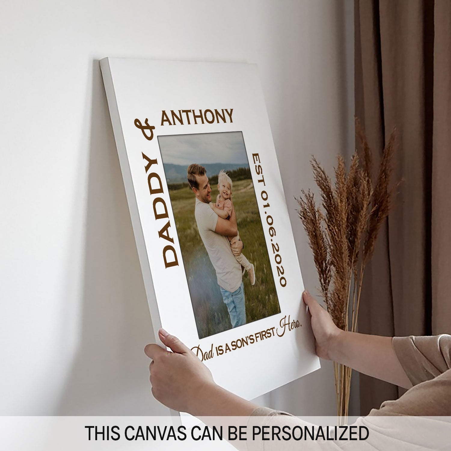 A Dad Is A Son First Hero - Personalized  gift Father Son - Custom Canvas Print - MyMindfulGifts