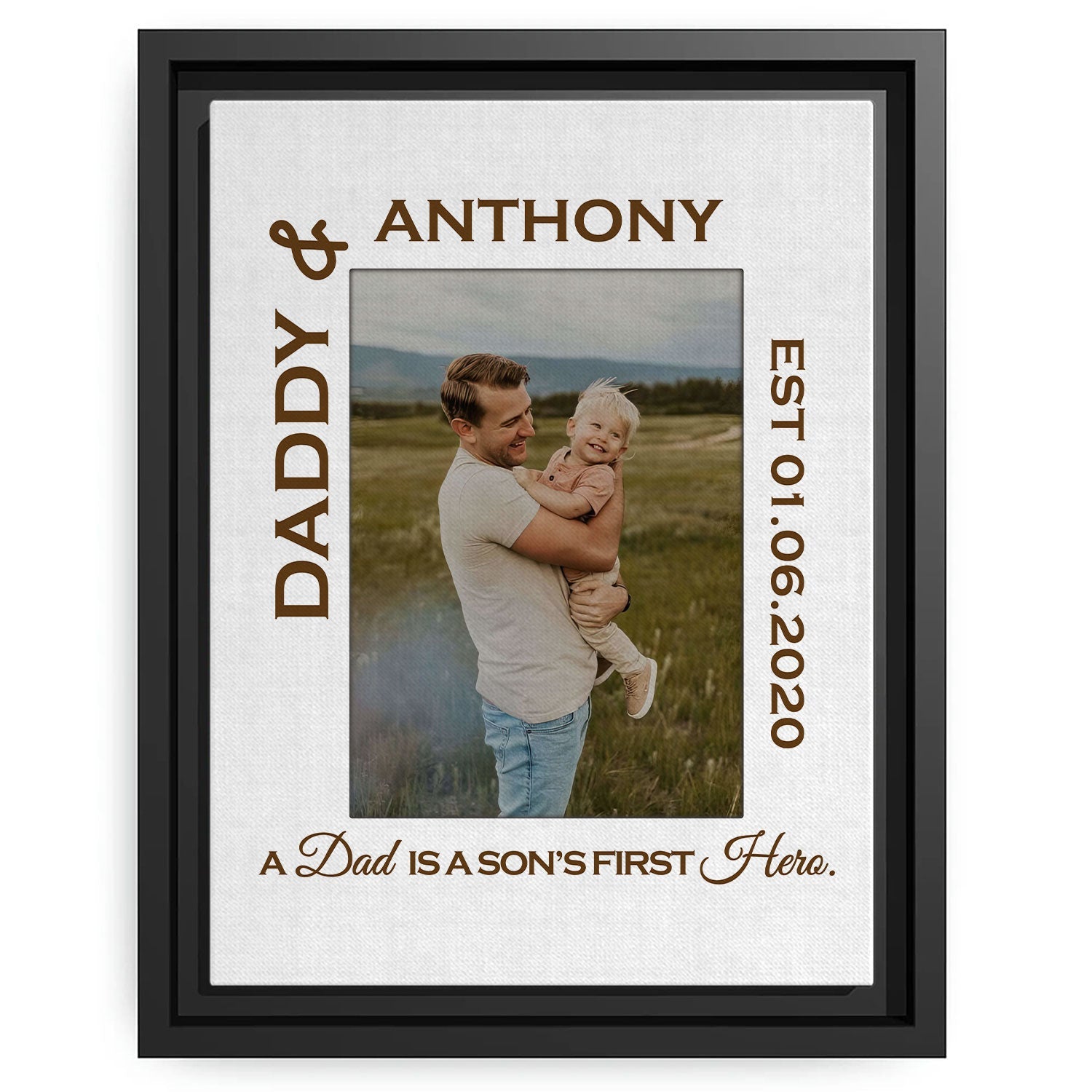 A Dad Is A Son First Hero - Personalized  gift Father Son - Custom Canvas Print - MyMindfulGifts