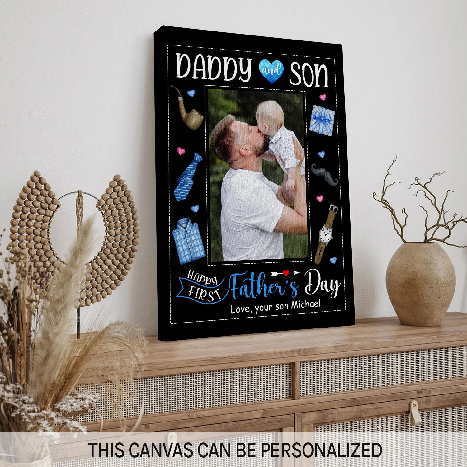 Daddy & Son - Personalized  gift Father Son - Custom Canvas Print - MyMindfulGifts
