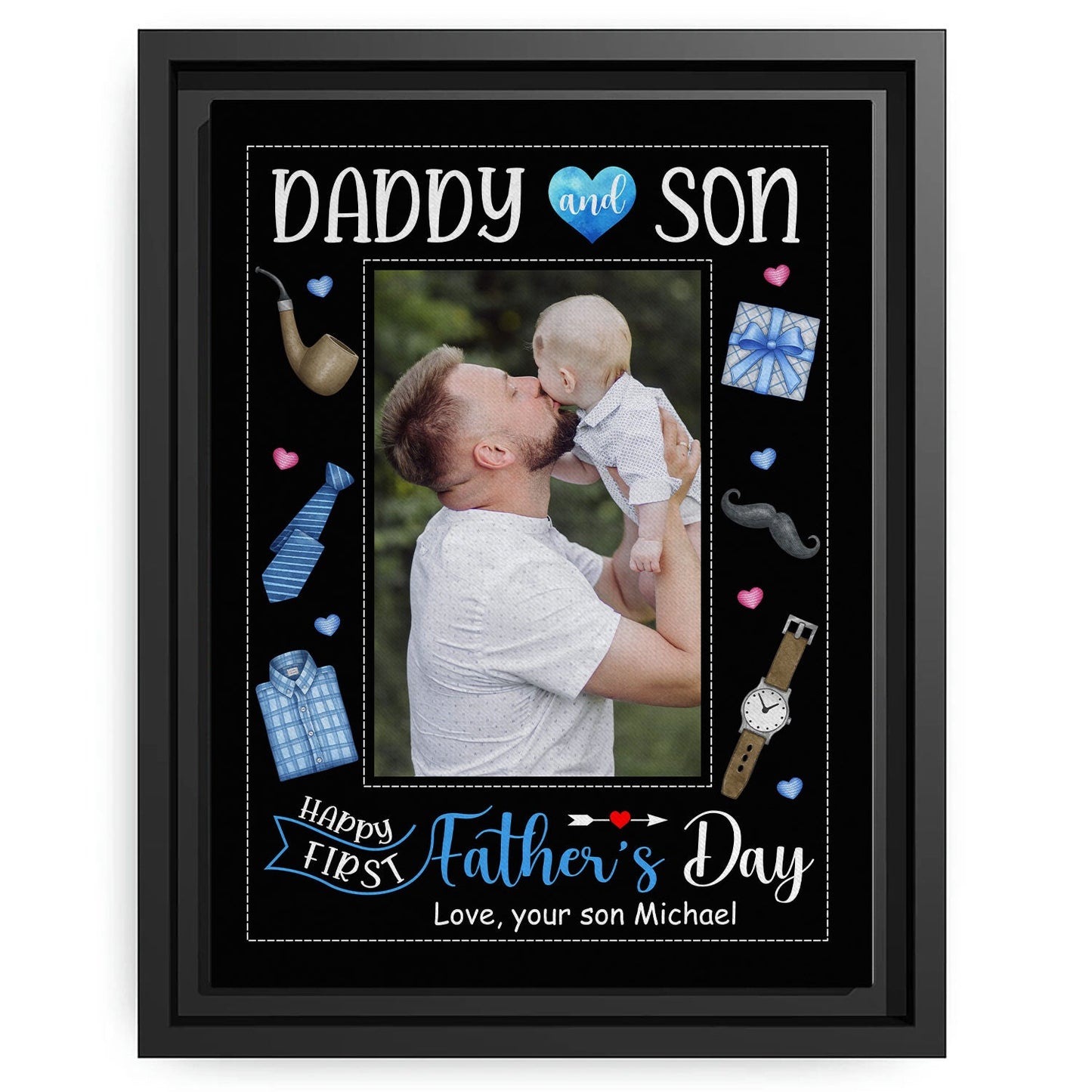 Daddy & Son - Personalized  gift Father Son - Custom Canvas Print - MyMindfulGifts