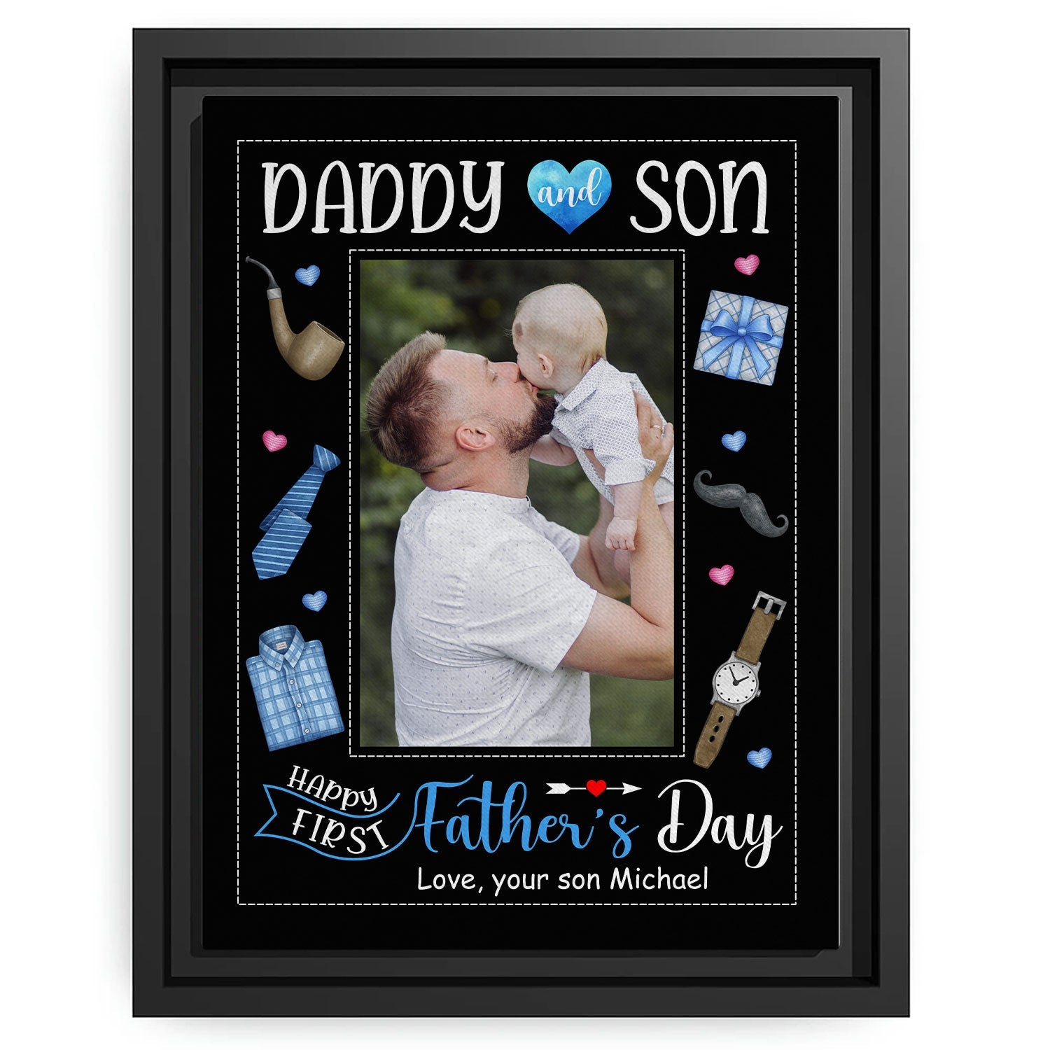 Daddy & Son - Personalized  gift Father Son - Custom Canvas Print - MyMindfulGifts