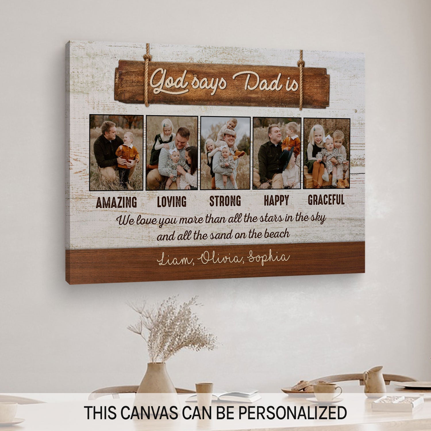 God Says Dad Is - Personalized  gift For Christian Dad - Custom Canvas Print - MyMindfulGifts