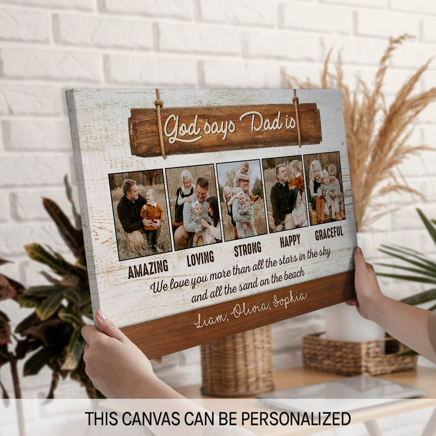 God Says Dad Is - Personalized  gift For Christian Dad - Custom Canvas Print - MyMindfulGifts