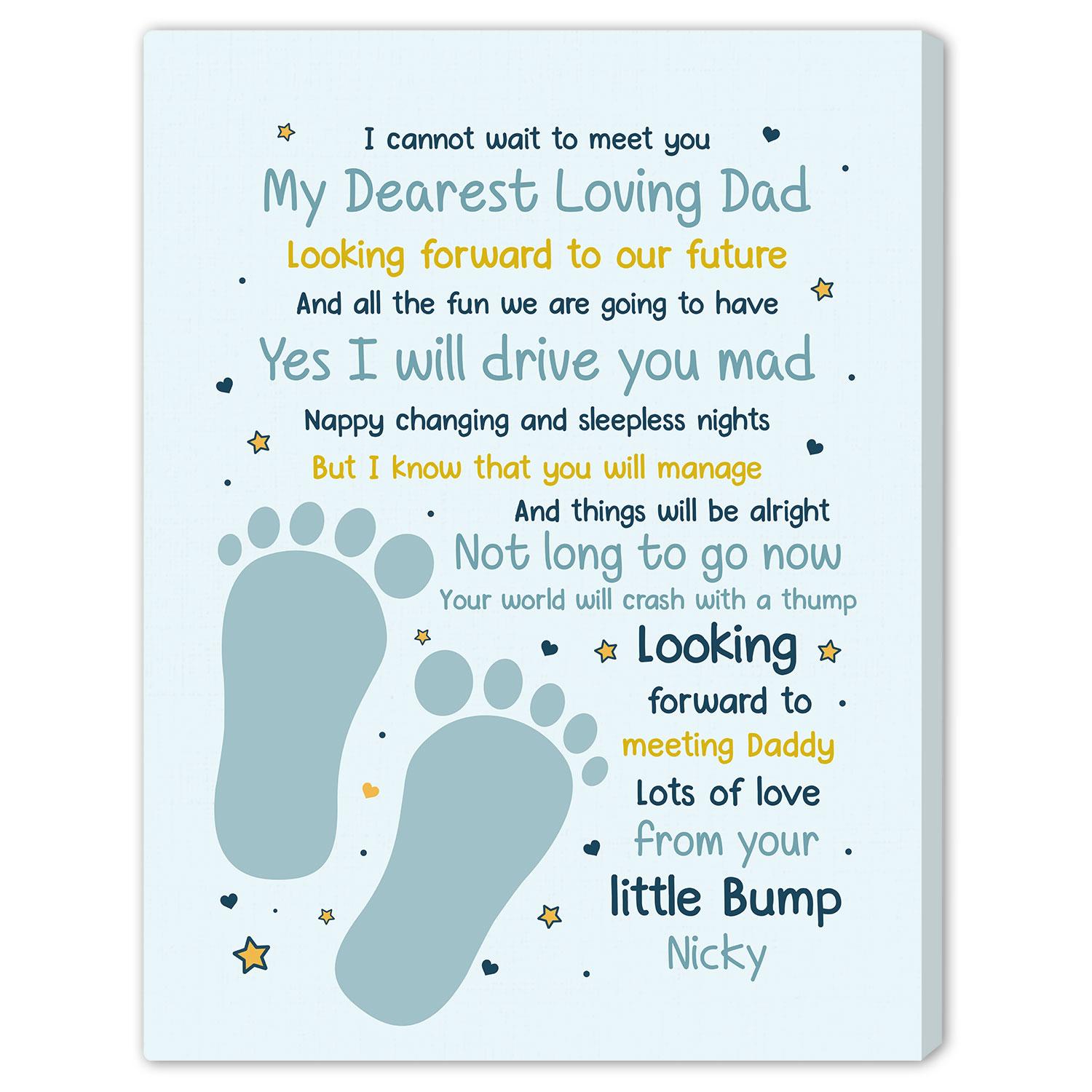 I Cannot Wait To Meet You - Personalized  gift For Dad To Be - Custom Canvas Print - MyMindfulGifts
