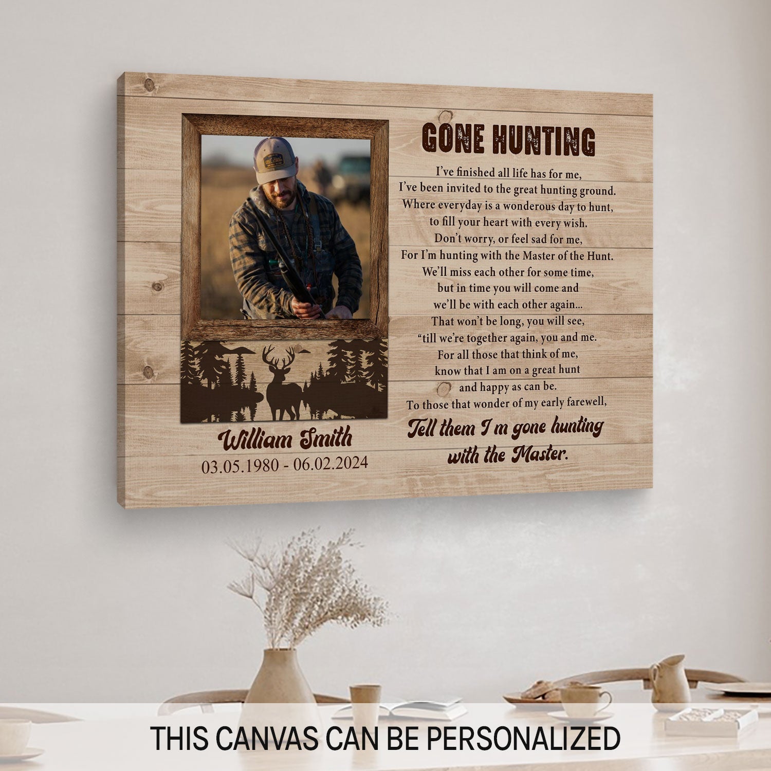 Gone Hunting - Personalized  gift  - Custom Canvas Print - MyMindfulGifts