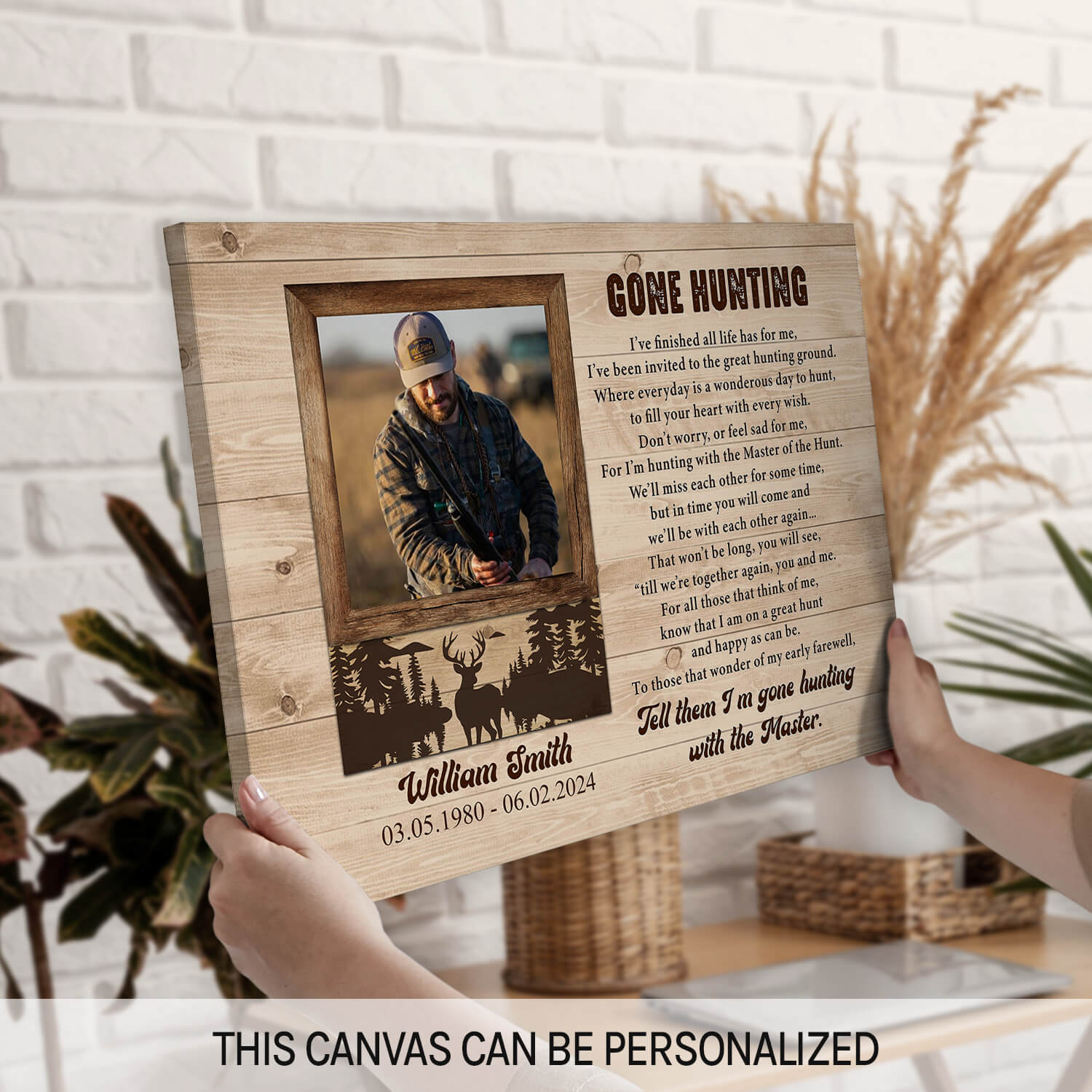 Gone Hunting - Personalized  gift  - Custom Canvas Print - MyMindfulGifts