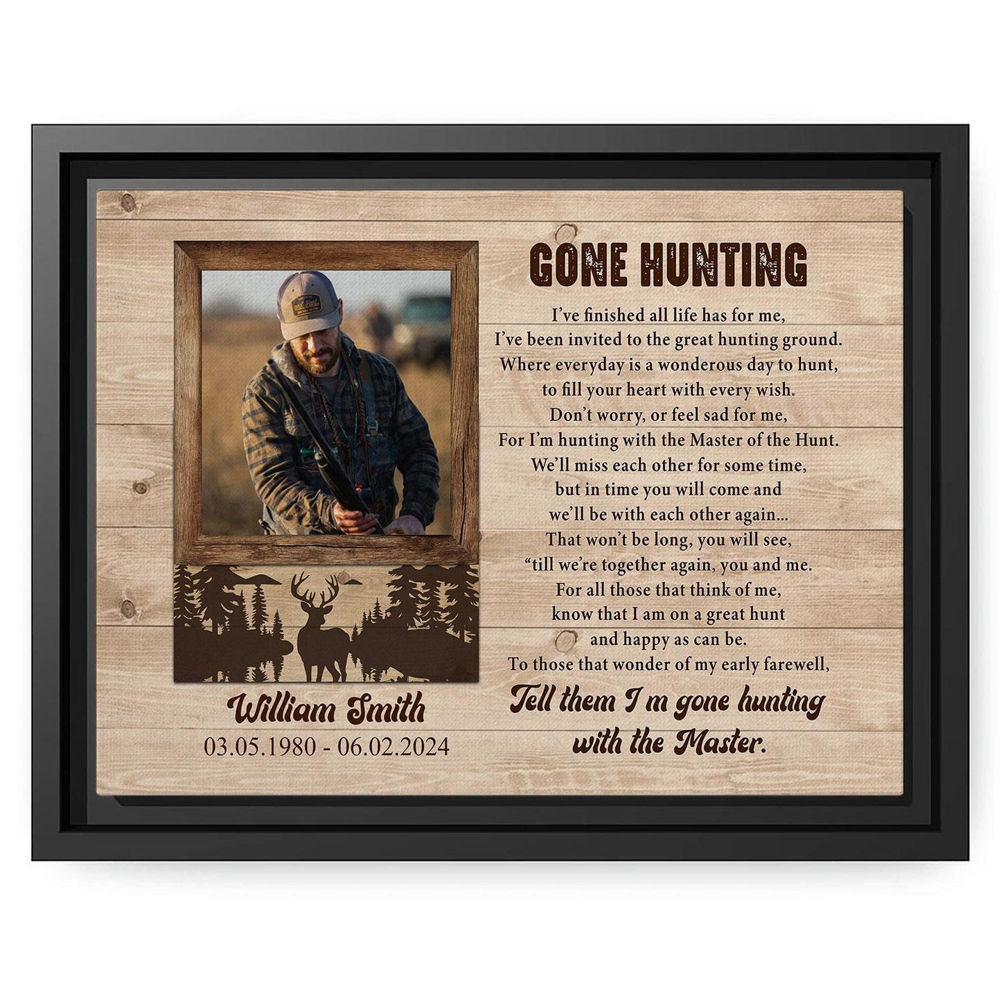 Gone Hunting - Personalized  gift  - Custom Canvas Print - MyMindfulGifts