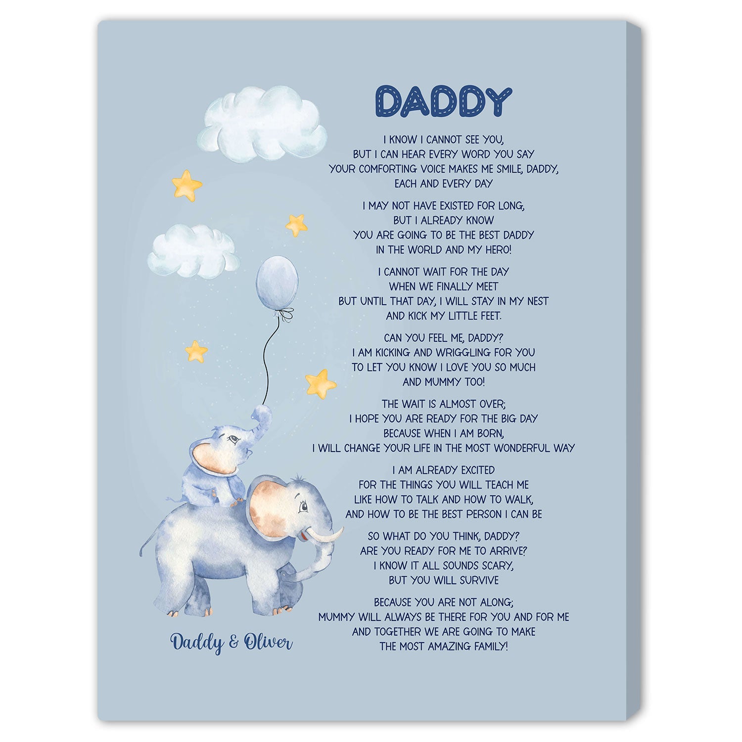 Daddy - Personalized  gift For Dad To Be - Custom Canvas Print - MyMindfulGifts