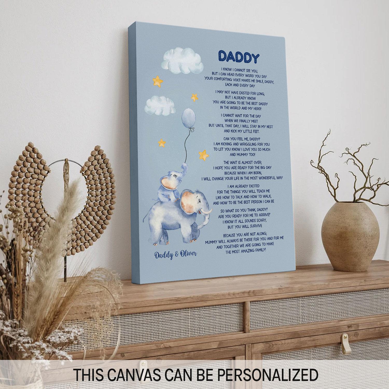 Daddy - Personalized  gift For Dad To Be - Custom Canvas Print - MyMindfulGifts