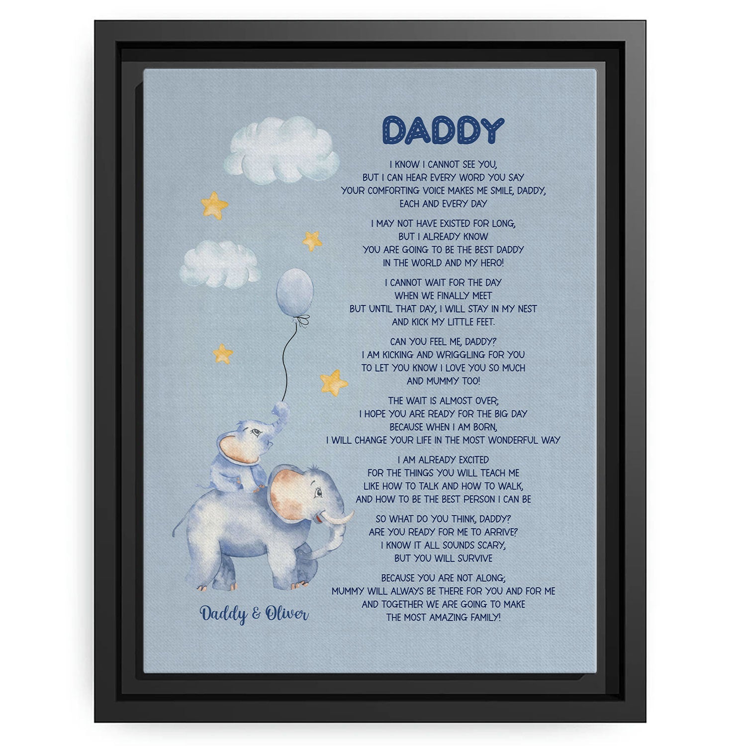 Daddy - Personalized  gift For Dad To Be - Custom Canvas Print - MyMindfulGifts