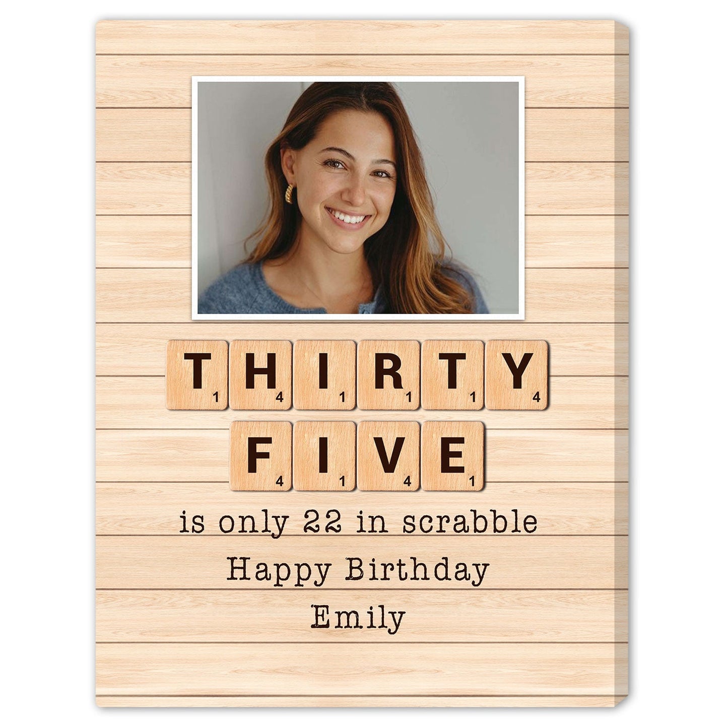 Thirty Five Is Only 22 In Scrabble - Personalized 35th Birthday gift For 35 Year Old - Custom Canvas Print - MyMindfulGifts