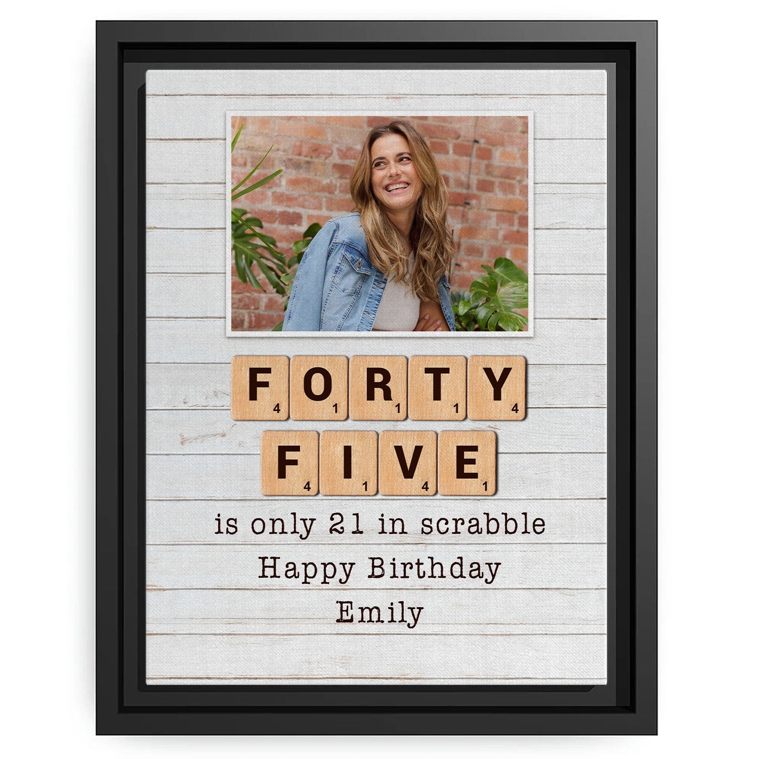 Forty Five Is Only 21 In Scrabble - Personalized 45th Birthday gift For 45 Year Old - Custom Canvas Print - MyMindfulGifts