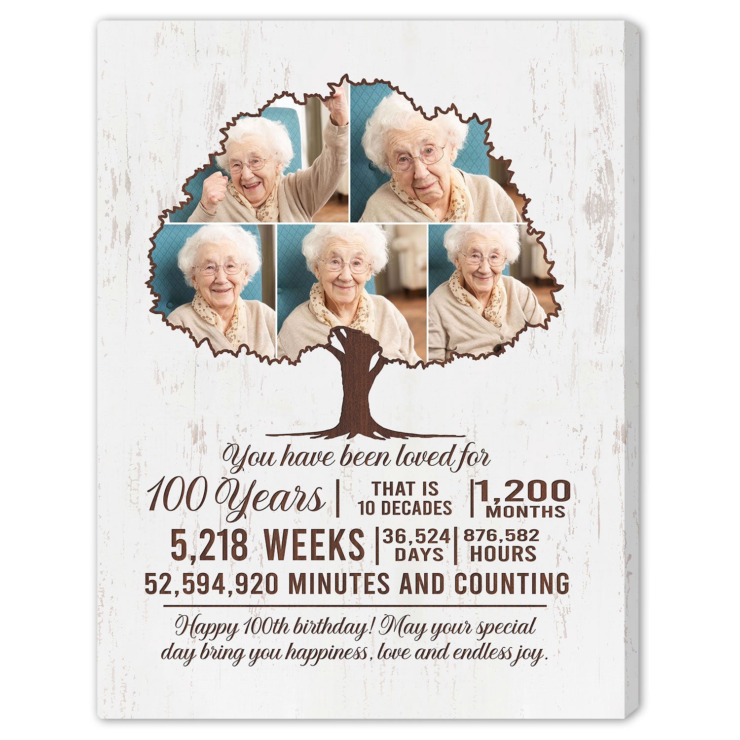 You Have Been Loved For 100 Years - Personalized 100th Birthday gift 100 Year Old - Custom Canvas Print - MyMindfulGifts
