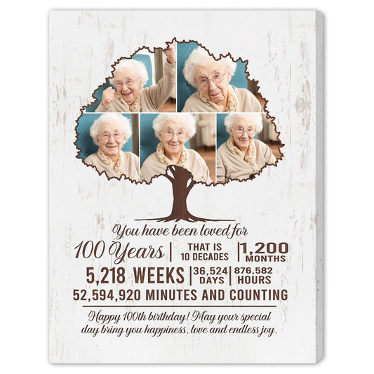 You Have Been Loved For 100 Years - Personalized 100th Birthday gift 100 Year Old - Custom Canvas Print - MyMindfulGifts