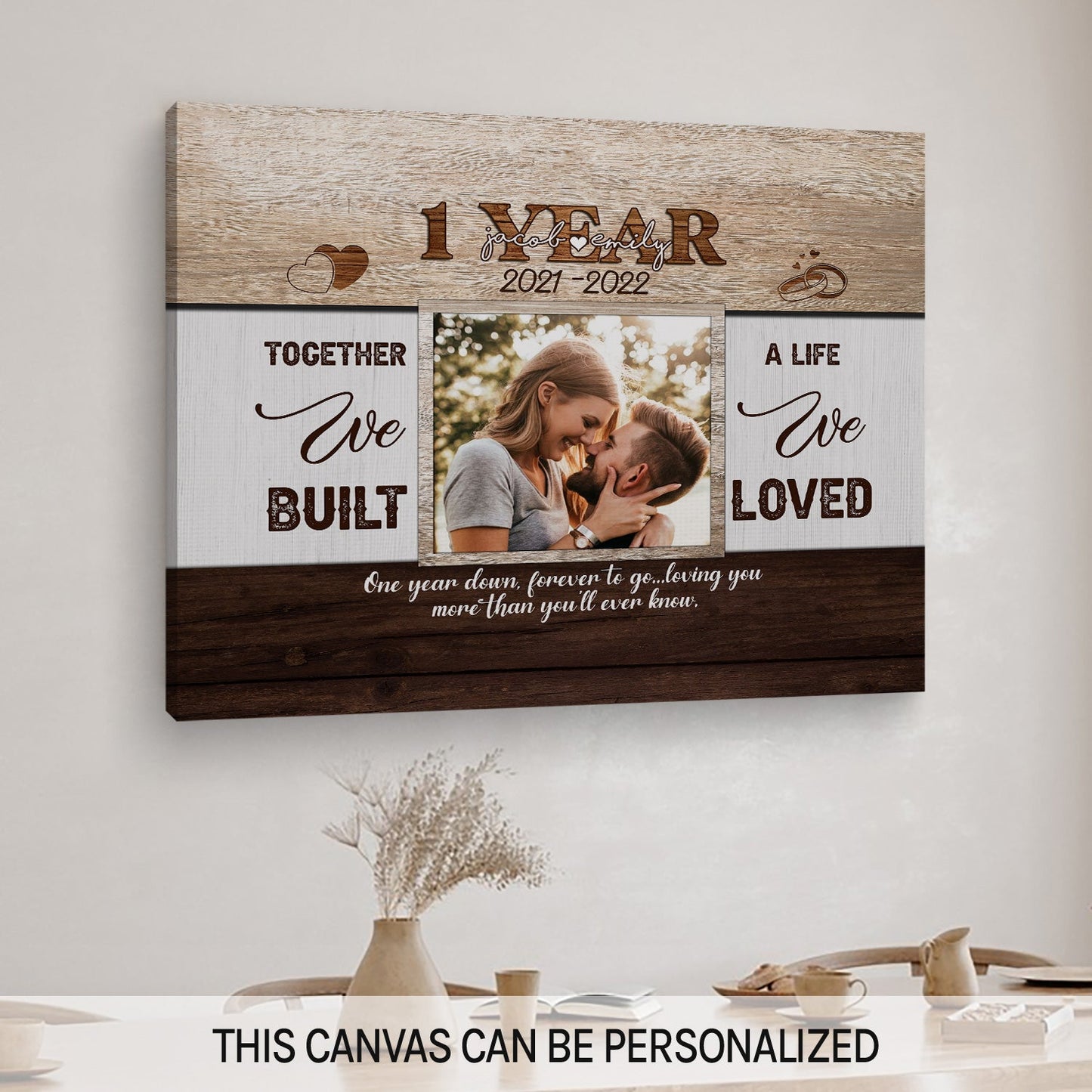 Personalized One Year Wedding Anniversary gift for him for her