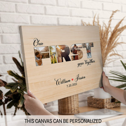 Our First Year Together Photo Collage - Personalized 1 Year Wedding Anniversary gift for Husband for Wife - Custom Canvas - MyMindfulGifts