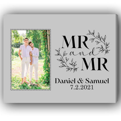 Mr. & Mr. - Personalized Anniversary, Valentine's Day gift for Gay Couple - Custom Canvas - MyMindfulGifts