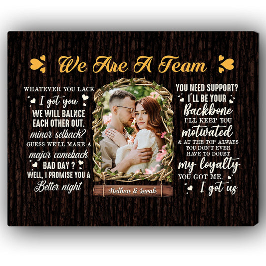 We Are A Team - Personalized Wedding Anniversary, Valentine's Day gift for Husband for Wife - Custom Canvas - MyMindfulGifts
