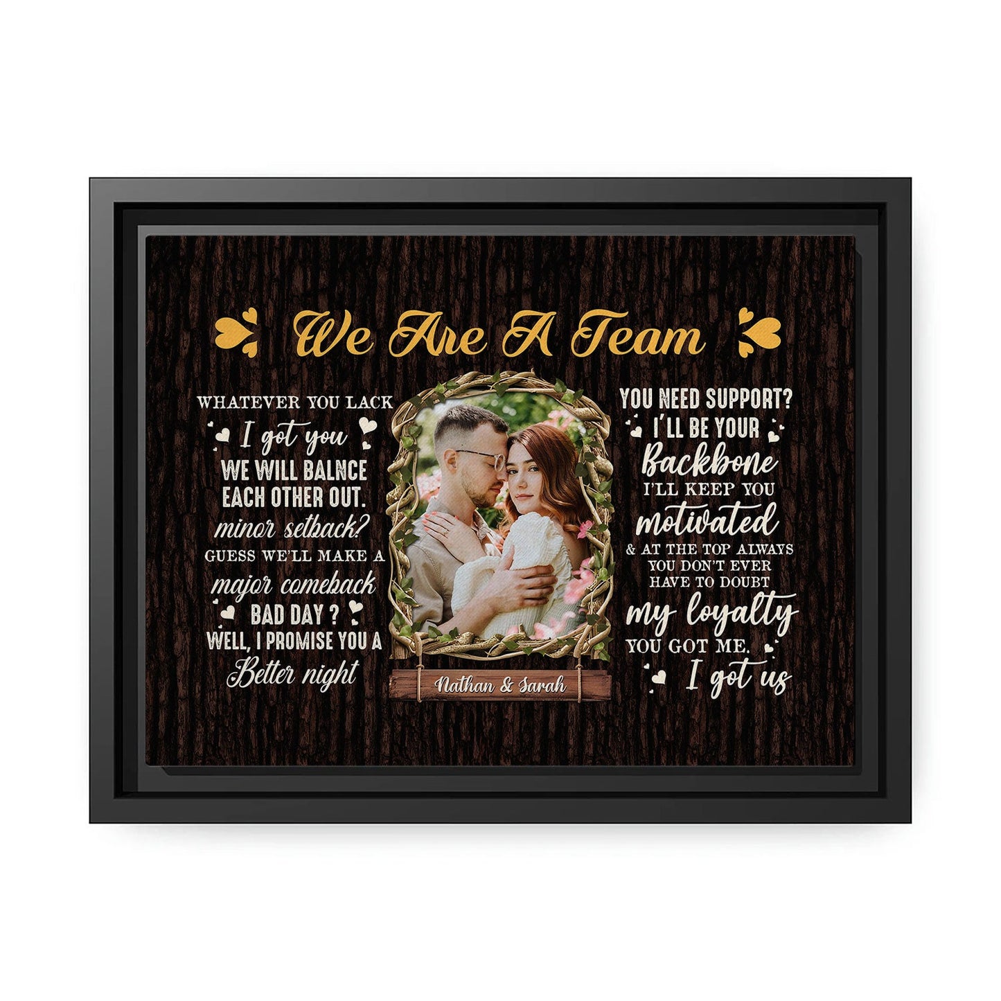 We Are A Team - Personalized Wedding Anniversary, Valentine's Day gift for Husband for Wife - Custom Canvas - MyMindfulGifts