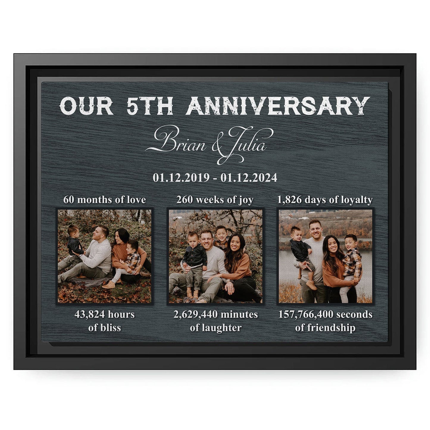 Our 5th Anniversary - Personalized 5 Year Anniversary gift For Husband or Wife - Custom Canvas Print - MyMindfulGifts