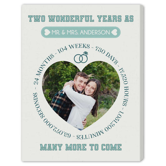 Two Wonderful Years As - Personalized 2 Year Anniversary gift For Husband or Wife - Custom Canvas Print - MyMindfulGifts