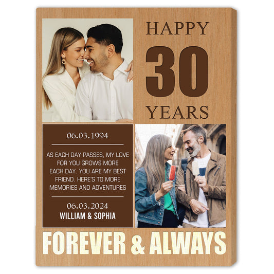 Happy 30 Years - Personalized 30 Year Anniversary gift For Husband or Wife - Custom Canvas Print - MyMindfulGifts