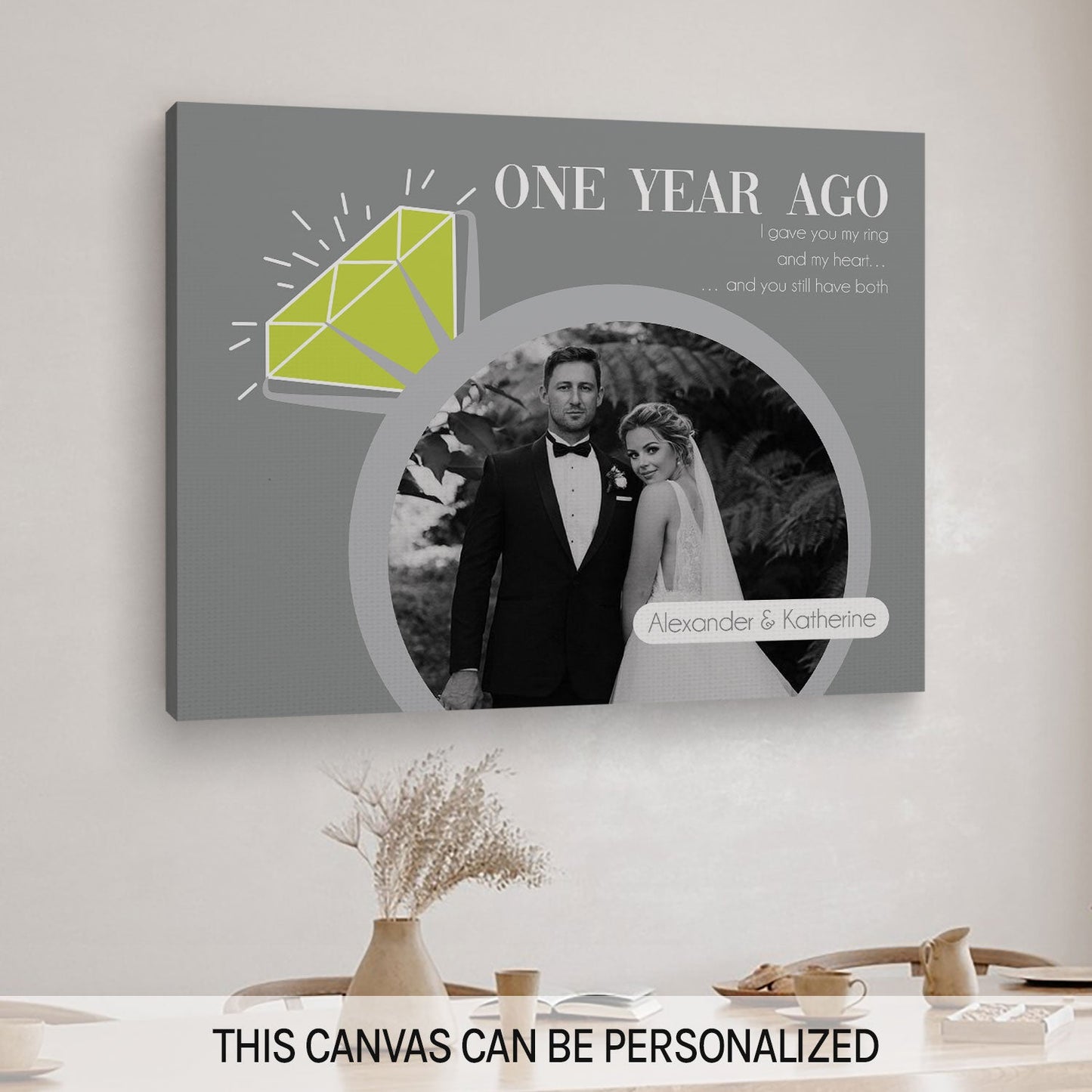 One Year Ago - Personalized 1 Year Anniversary gift For Husband or Wife - Custom Canvas Print - MyMindfulGifts