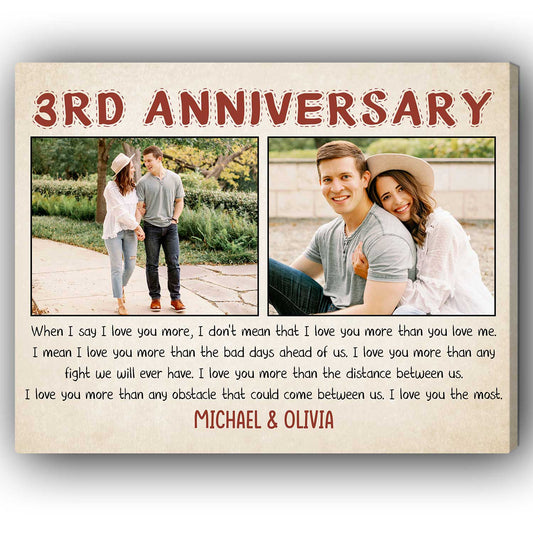 3rd Anniversary - Personalized 3 Year Anniversary gift For Him or Her - Custom Canvas Print - MyMindfulGifts