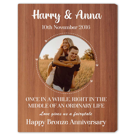 Happy Bronze Anniversary - Personalized 8 Year Anniversary gift For Husband or Wife - Custom Canvas Print - MyMindfulGifts