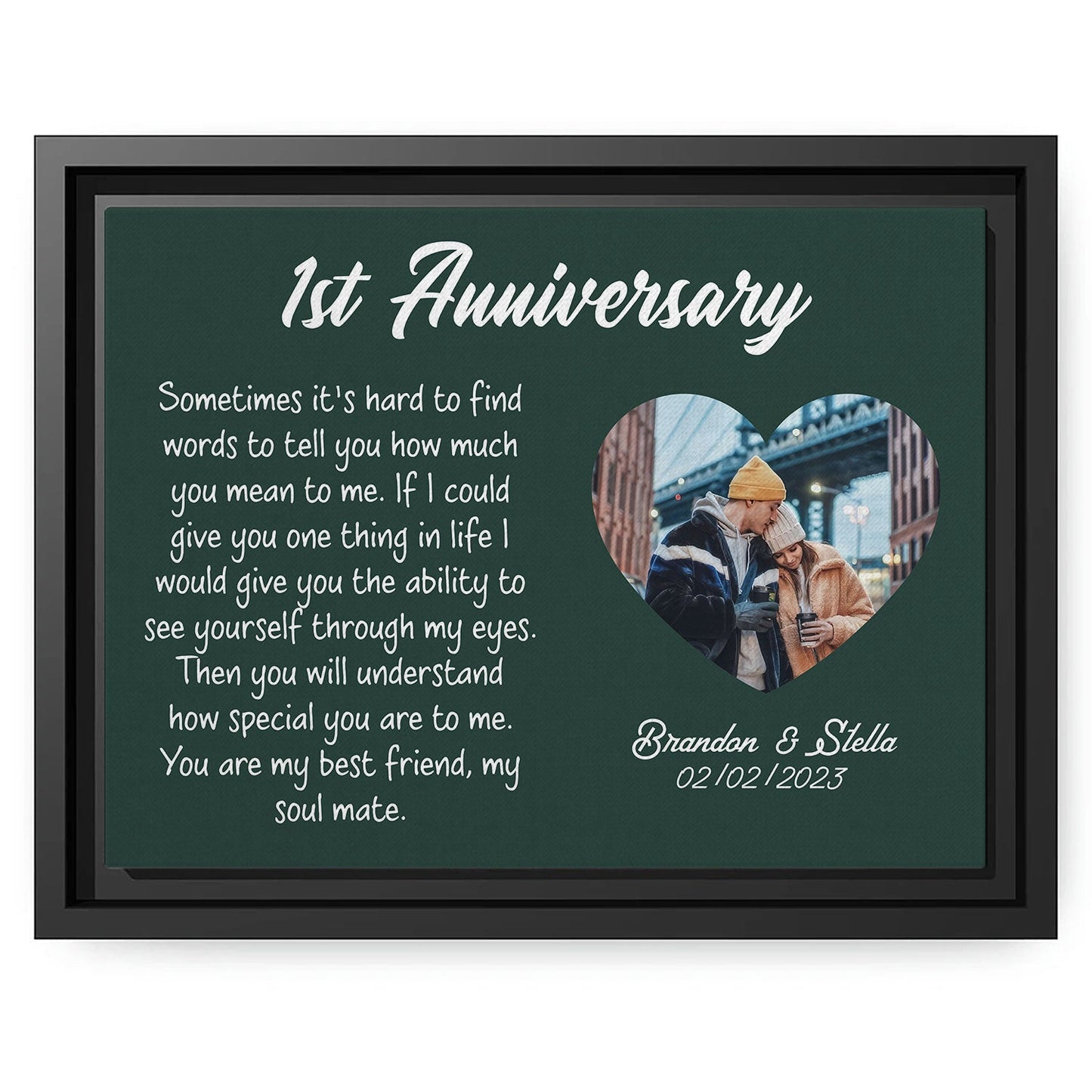 1st Anniversary - Personalized 1 Year Anniversary gift For Husband or Wife - Custom Canvas Print - MyMindfulGifts