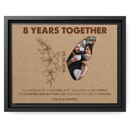 8 Years Together - Personalized 8 Year Anniversary gift For Husband or Wife - Custom Canvas Print - MyMindfulGifts